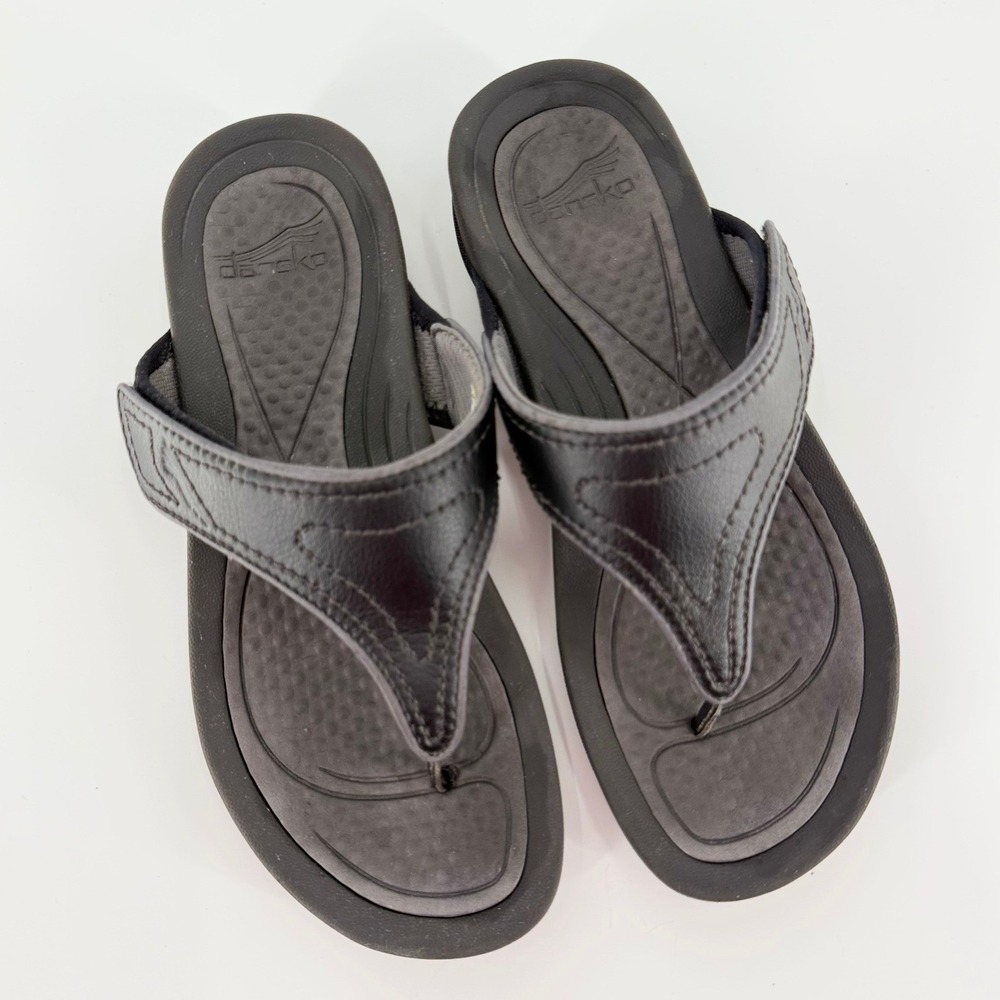 DANSKO Katy 2 Black Thong Sandals Women's European Size 36 Comfort Wedge